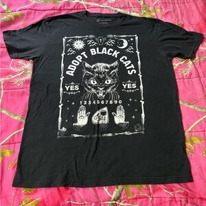 BeHumane Black Graphic T-Shirt with Cat Design